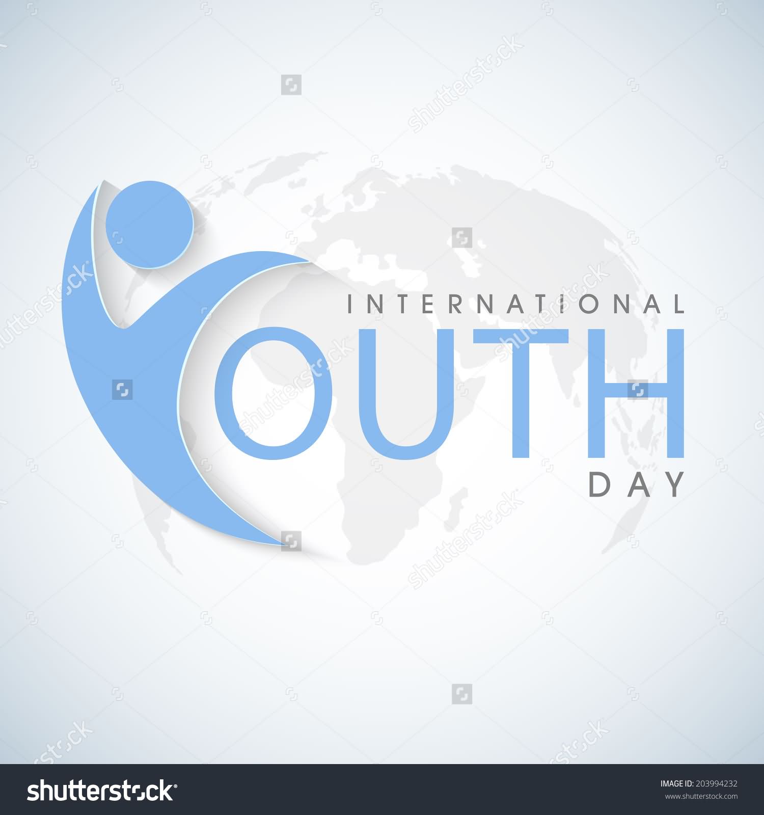 International Youth Day Young Man On World Map Background