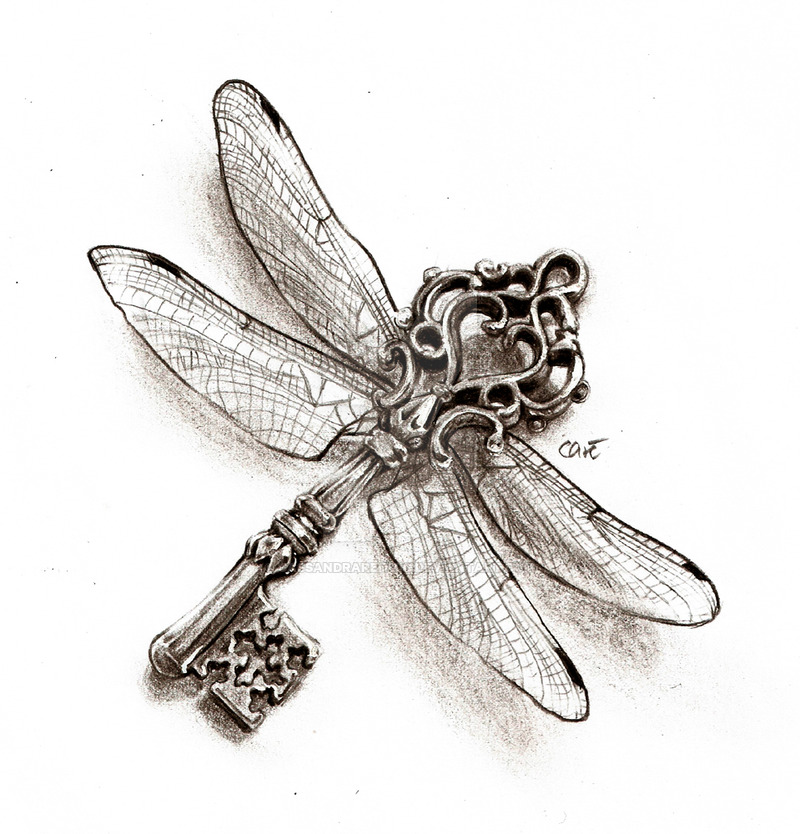Key Body Dragonfly Tattoo Design by Cassandra Reitzig