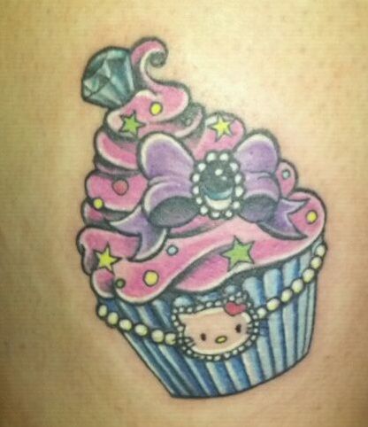 Kitty Sugar Skull Cupcake Tattoo