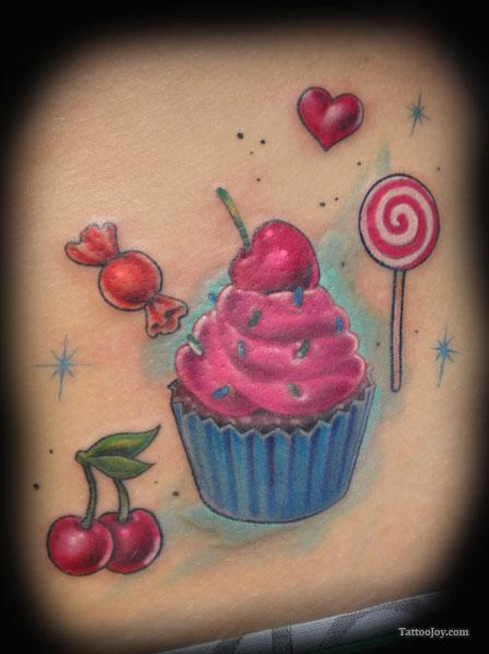 Lolipop And Cupcake Tattoo Design