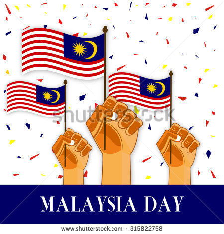 Malaysia Day 2017 Flags In Hands Illustration