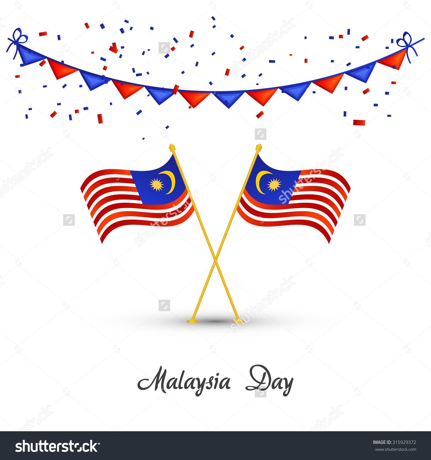 Malaysia Day Cross Flags And Banner Illustratio