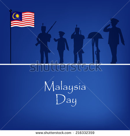 Malaysia Day Soldiers Saluting Flag Illustration