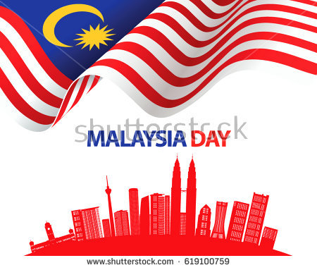 Malaysia Day Waving Flag And Skyscrapers Of Malaysia