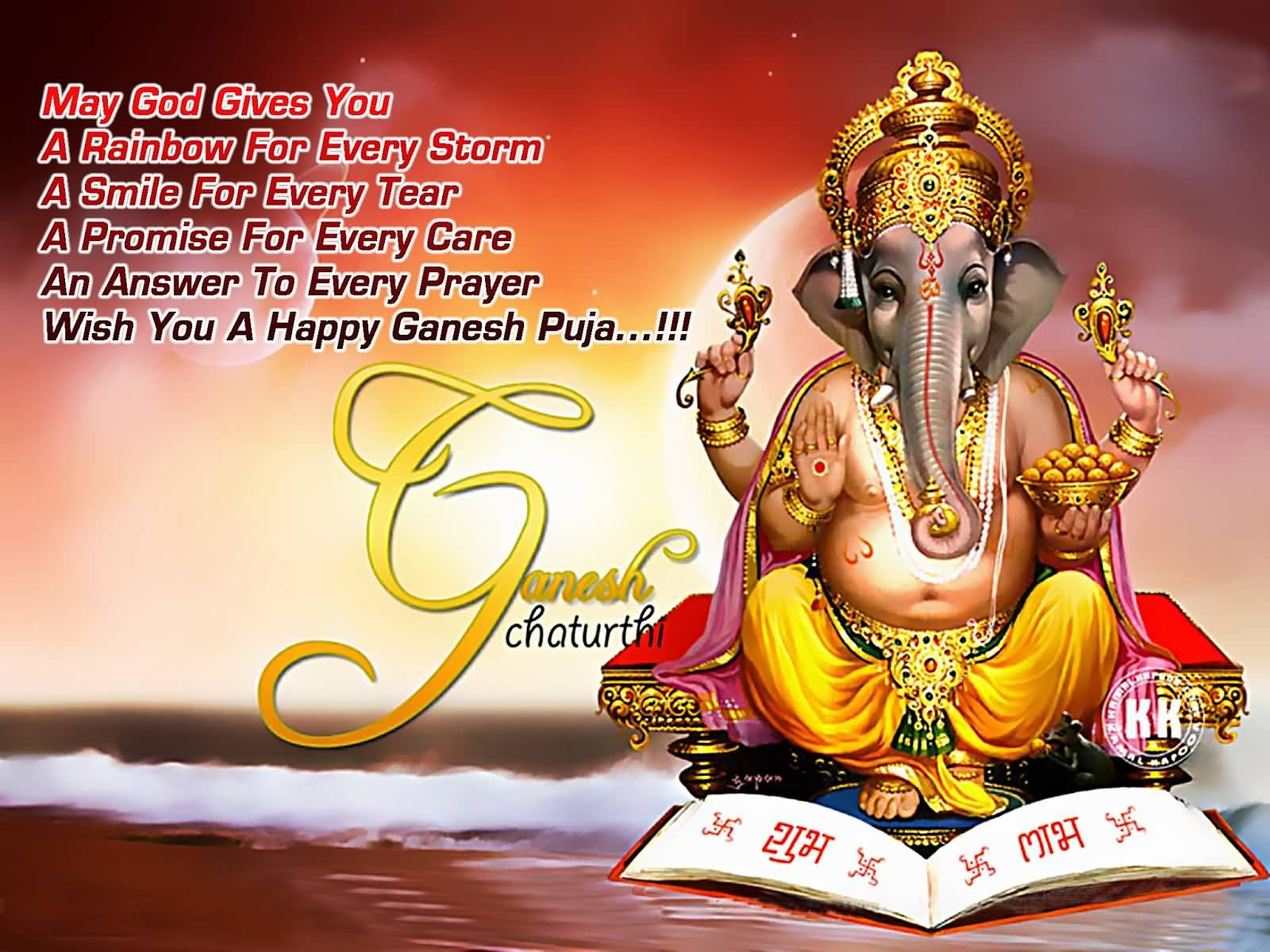 May God Give You A Rainbow For Every Storm Wish You A Happy Ganesh Puja Ganesh Chaturthi