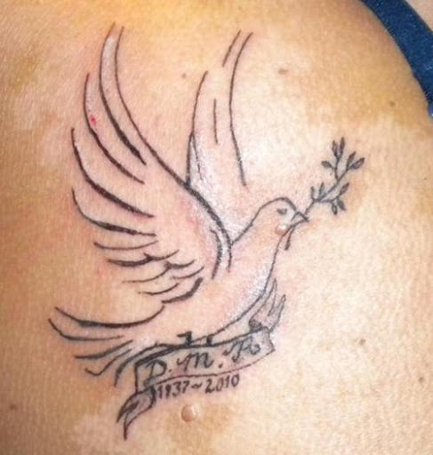 Memorial Dove Tattoo On Shoulder
