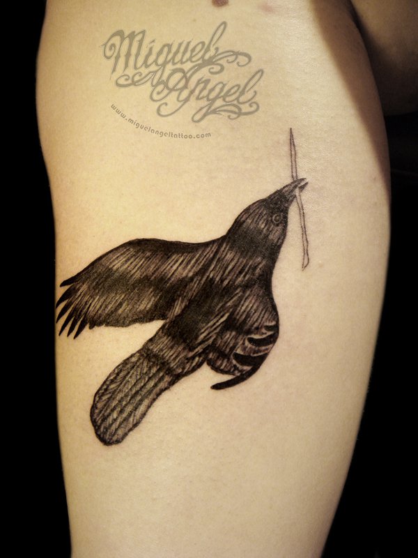 Miquel Angel Raven Tattoos On Side Rib