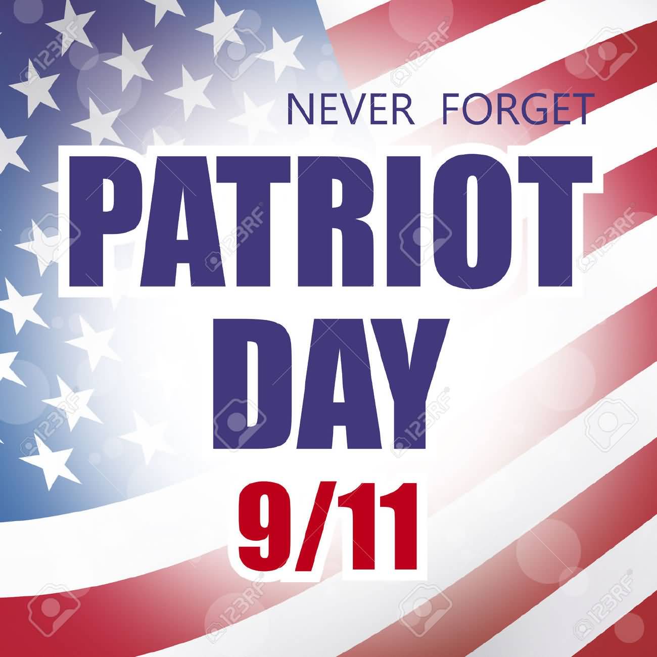 Never Forget Patriot Day 9-11 American Flag Illustration