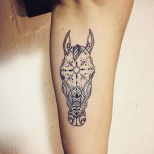 Nice Horse Tattoo On Leg