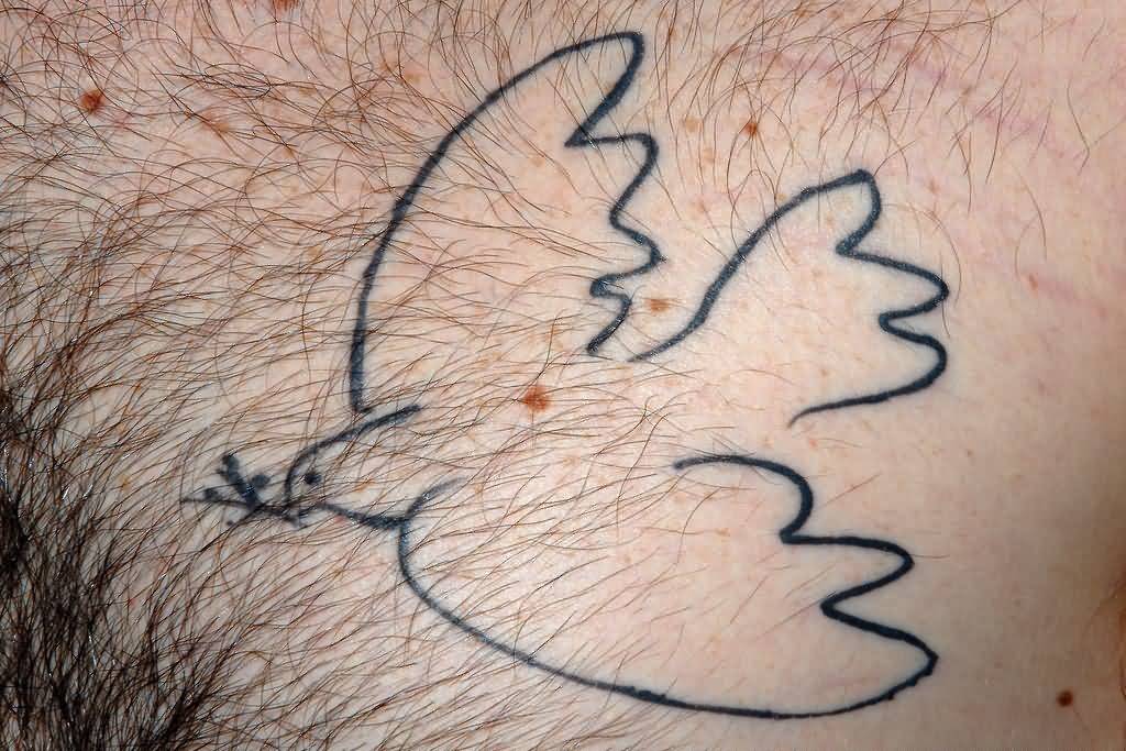 Nice Outline Peace Dove Tattoo
