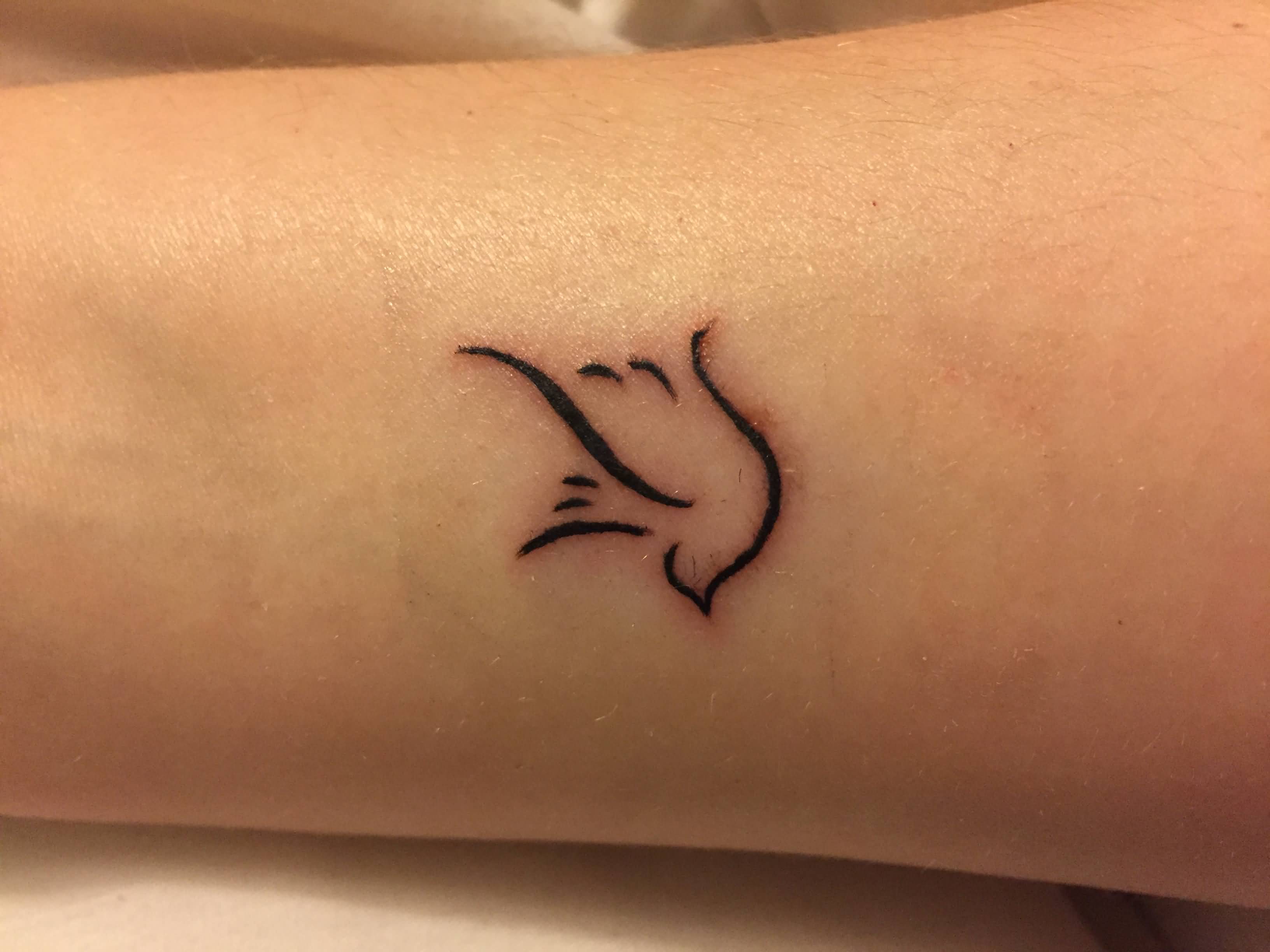 Outline Black Small Dove Tattoo