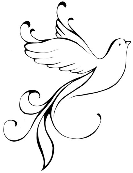 Outline Flying Dove Tattoo Design
