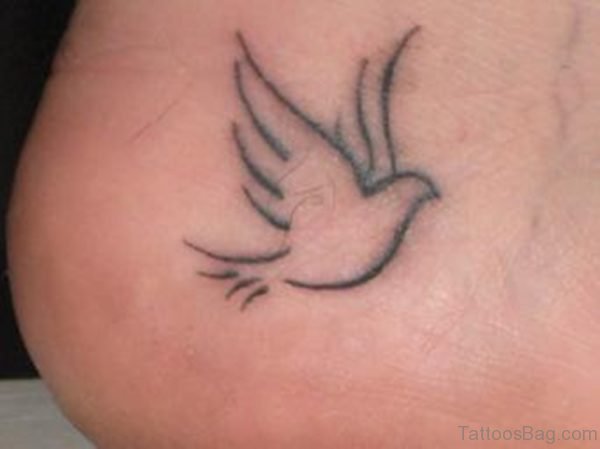 Outline Flying Dove Tattoo On Ankle