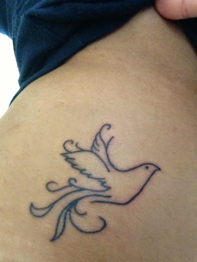 Outline Flying Small Dove Tattoo Idea