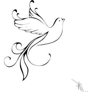 Outline Peace Dove Tattoo Design