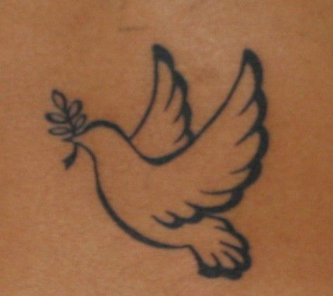 Outline Peace Dove Tattoo Idea