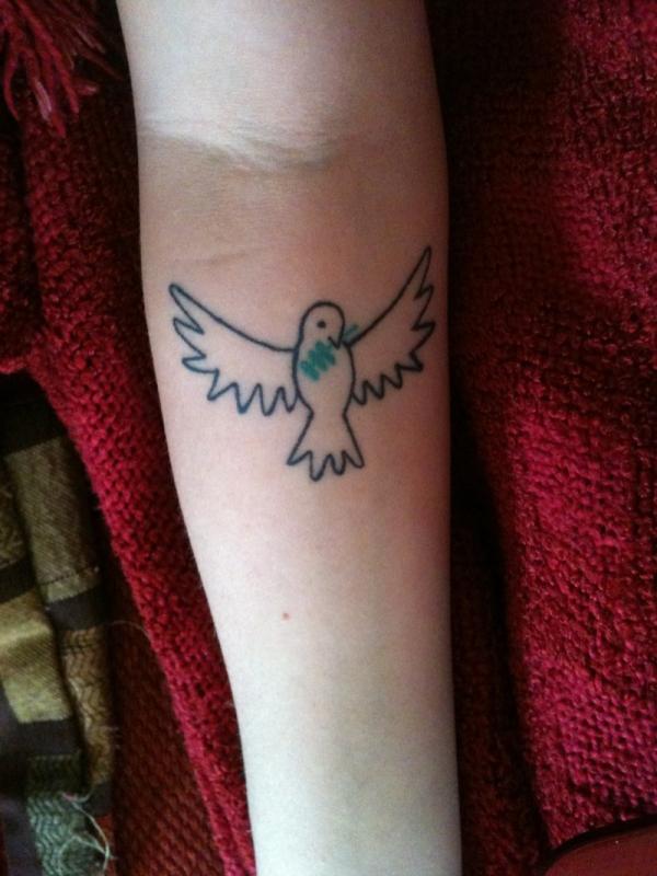 Outline Peace Dove Tattoos On Forearm