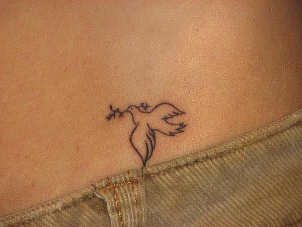 Outline Small Dove Tattoo On Waist