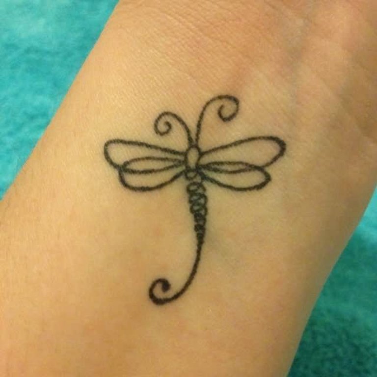 Outline Small Dragonfly Tattoo On Wrist