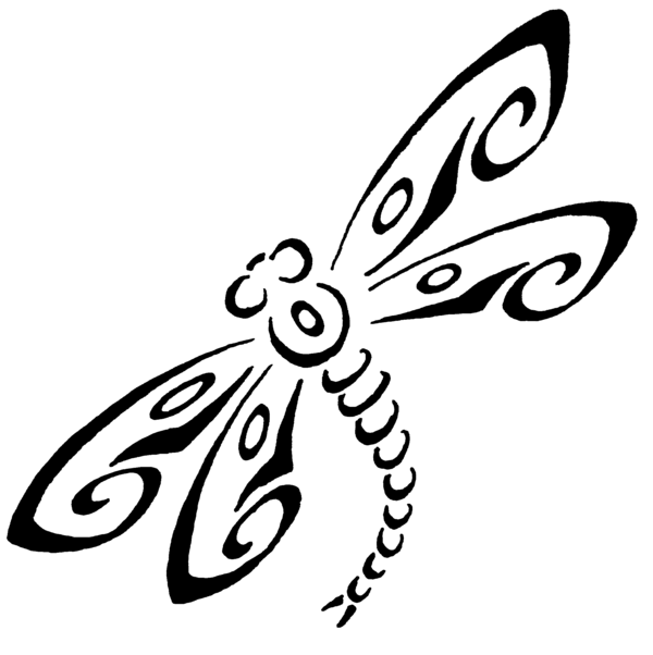 Outline Tribal Dragonfly Tattoo Design Idea