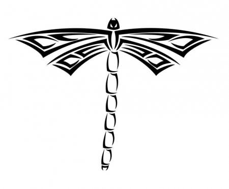 Outline Tribal Dragonfly Tattoo Design Sample