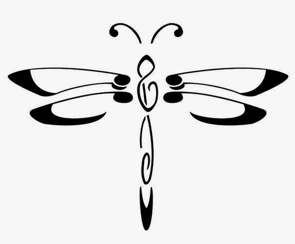Outline Tribal Dragonfly Tattoo Design