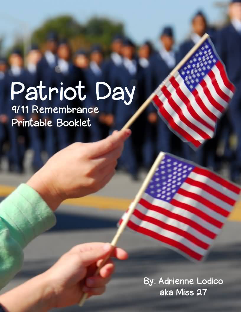 Patriot Day 9-11 Remembrance Printable Booklet US Flags In Hands
