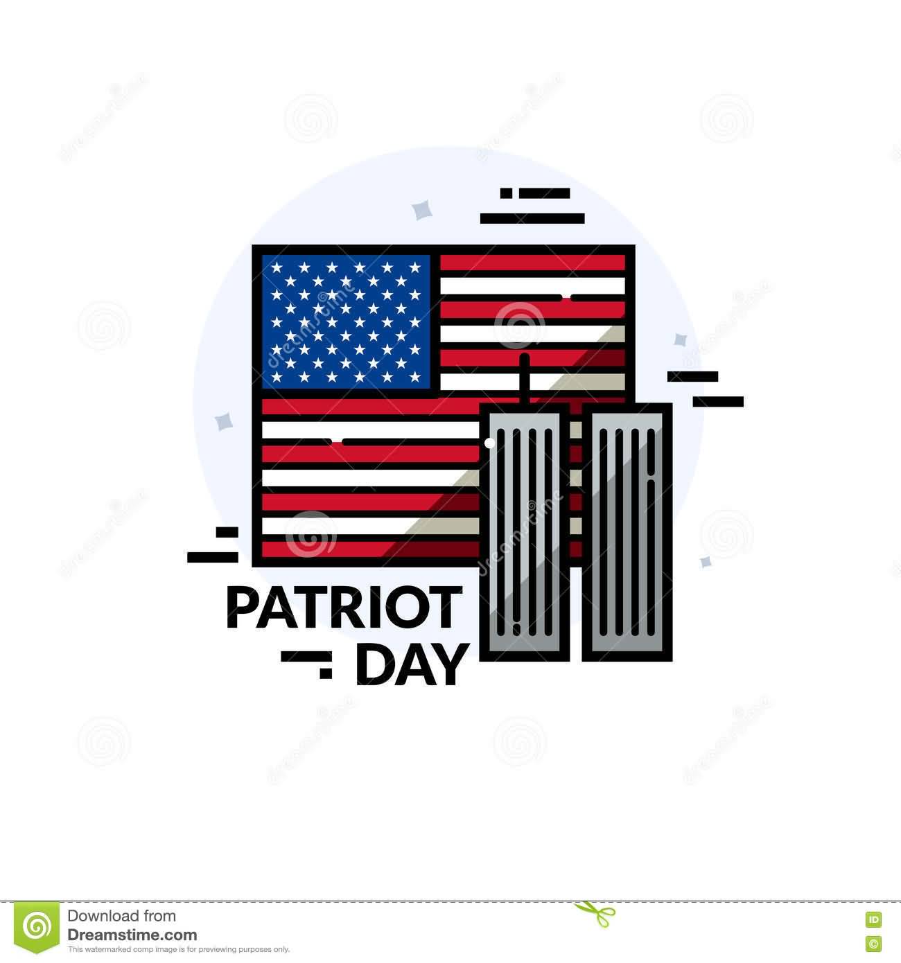 Patriot Day American Flag And Skyscrappers Illustration
