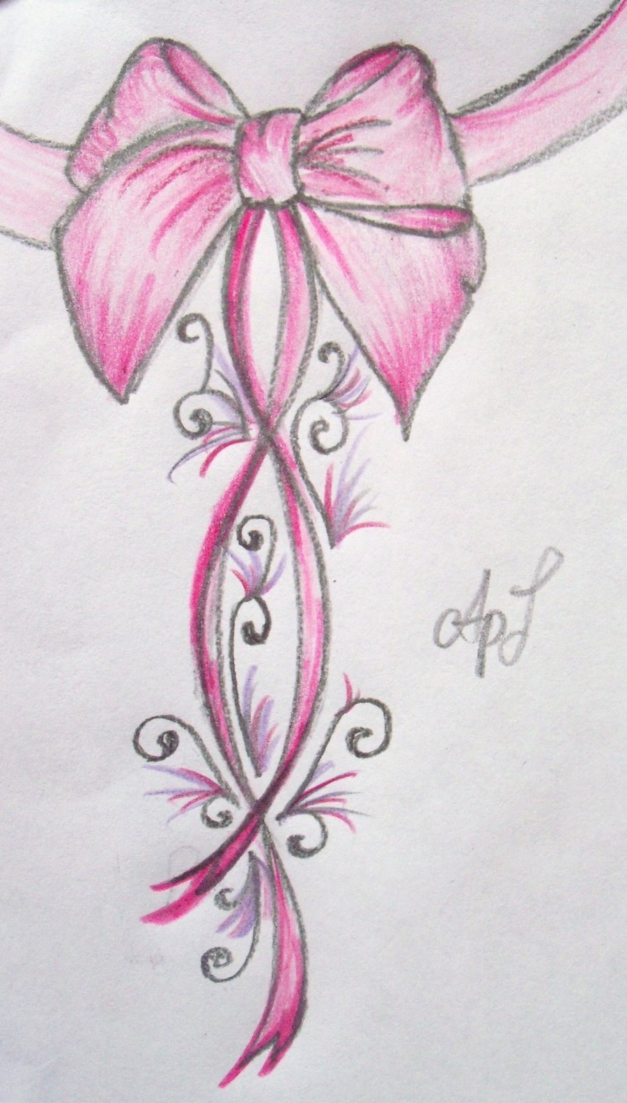 Pink Bow Tattoo Design