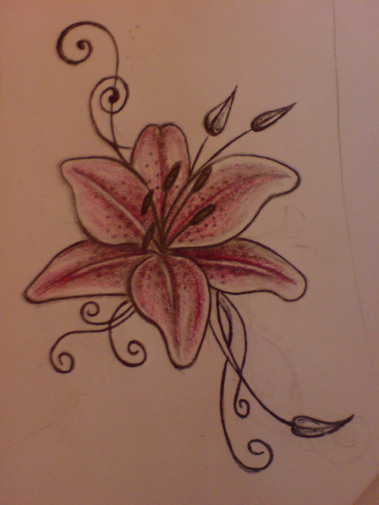 Pink Ink Small Lily Tattoo Design