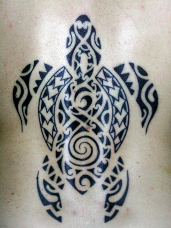 Polynesian Turtle Tattoo On Back Body