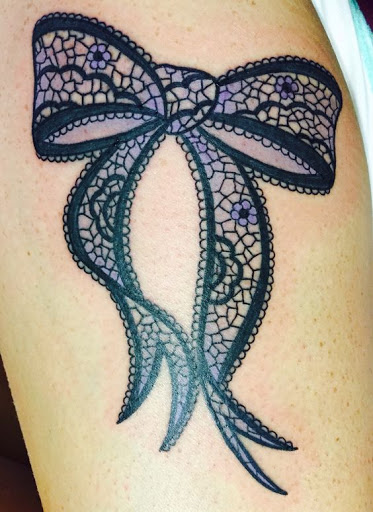 Purple Lace Bow Tattoo Idea
