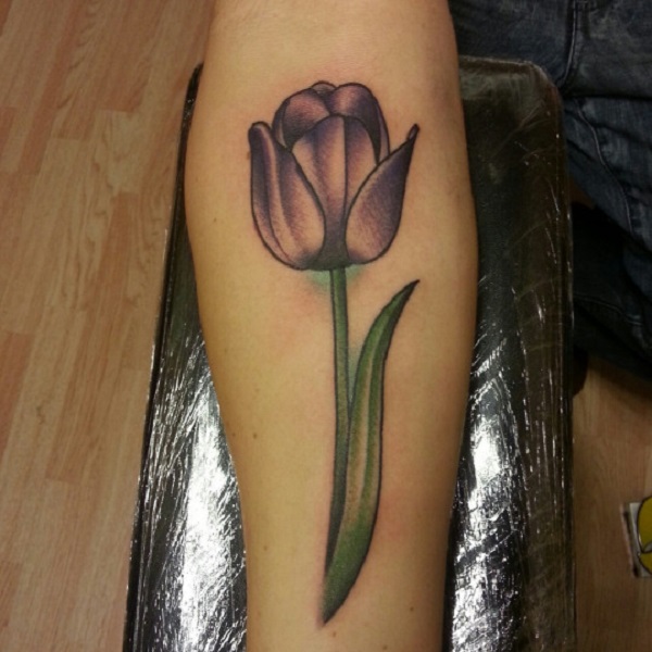 Purple Tulip On Left Forearm