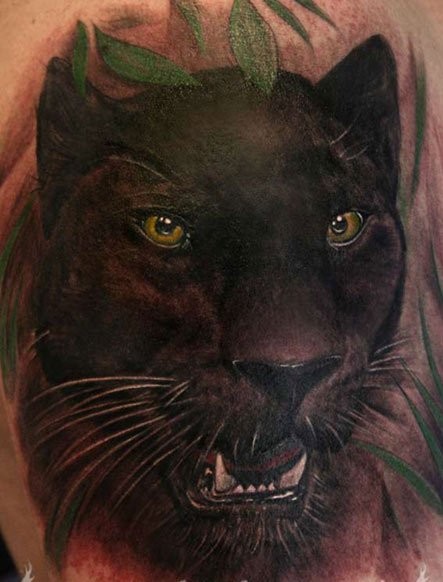 Realistic Panther Tattoo on Rib Side