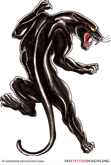 Red Eyes Angry Panther Tattoo Design