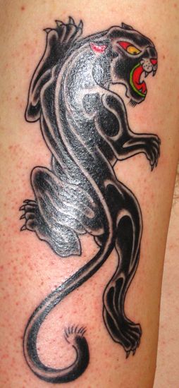 Red Eyes Angry Panther Tattoo