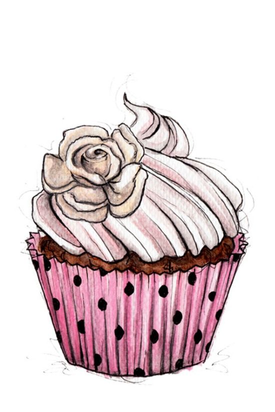 Rose Flower Cupcake Tattoo Design
