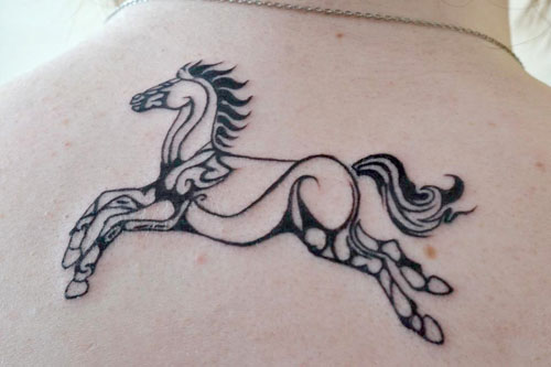 Running Horse Tattoo On Back