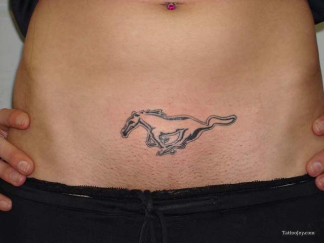 Running Horse Tattoo On Belly