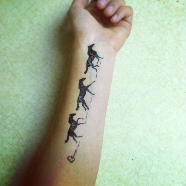 Running Horse Tattoo On Left Forearm