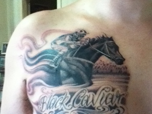 Running Horse Tattoo On Man Chest