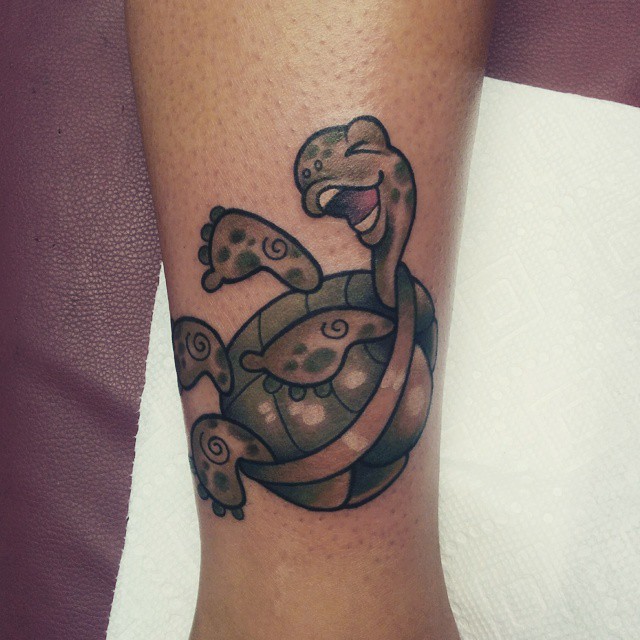 Sea Turtle Tattoo On Leg