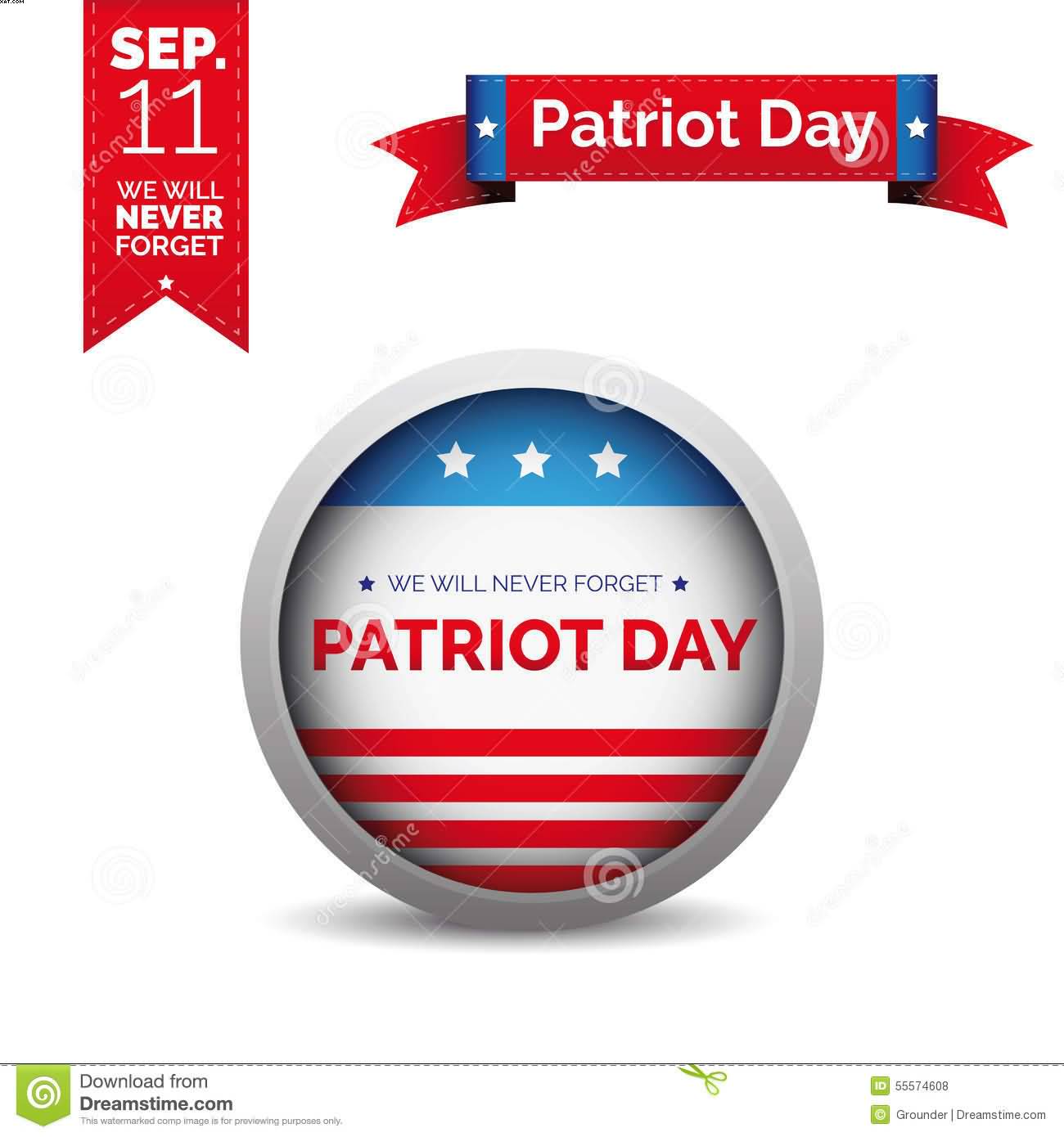 Sep 11 We Will Never Patriot Day Illustration