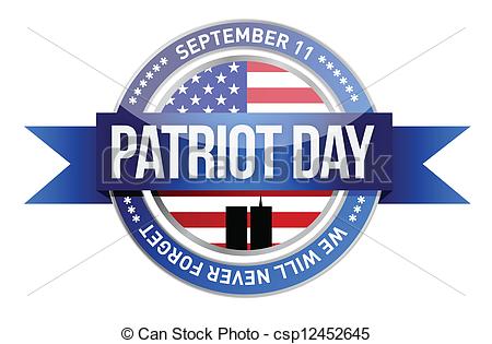 September 11 Patriot Day We Will Never Forget US Seal And Banner Illustration