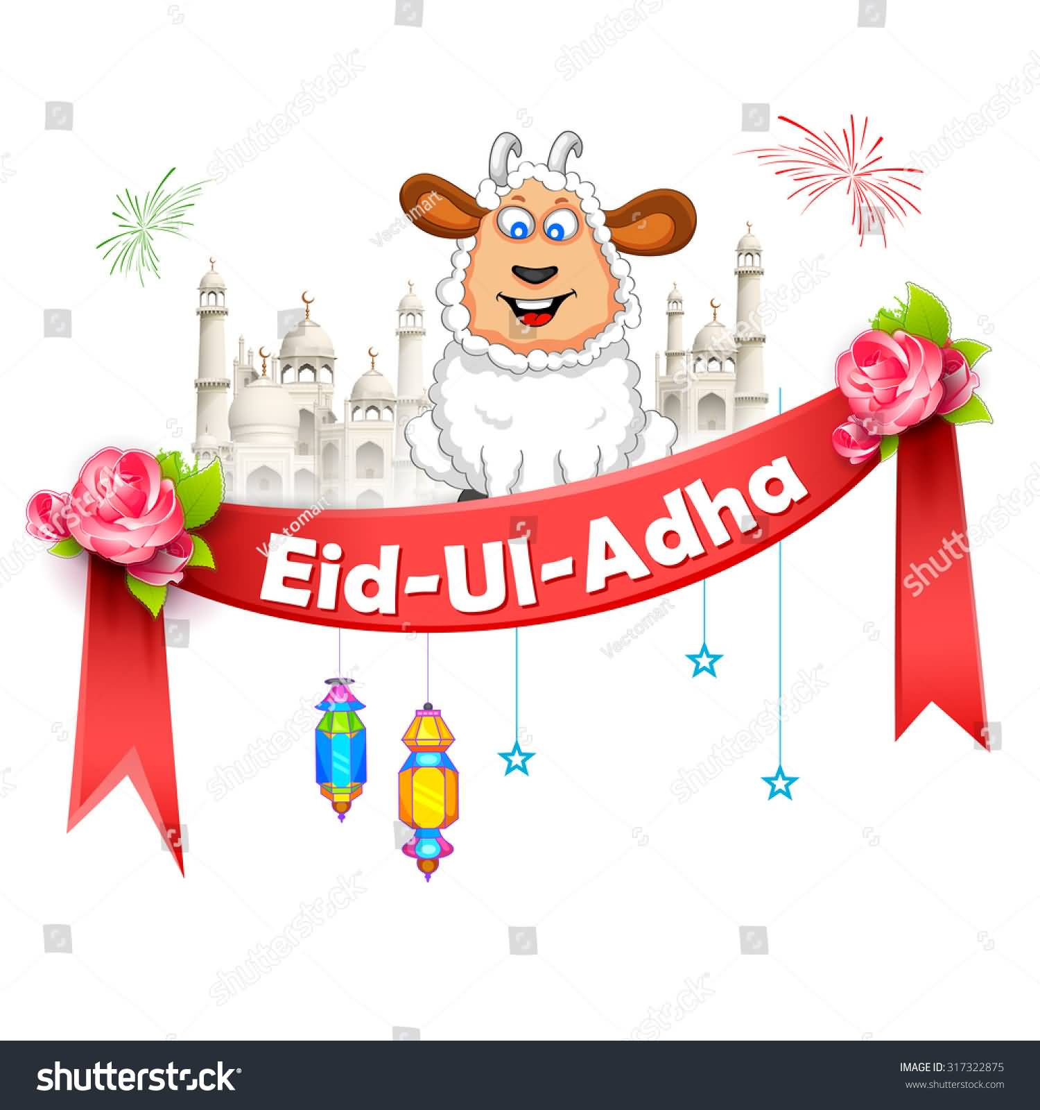 Sheep Wishing You Eid Al Adha Illustration