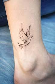 Side Leg Small Small Flying Dove Tattoo