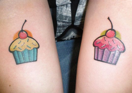 Simple Cupcake Colored Tattoos