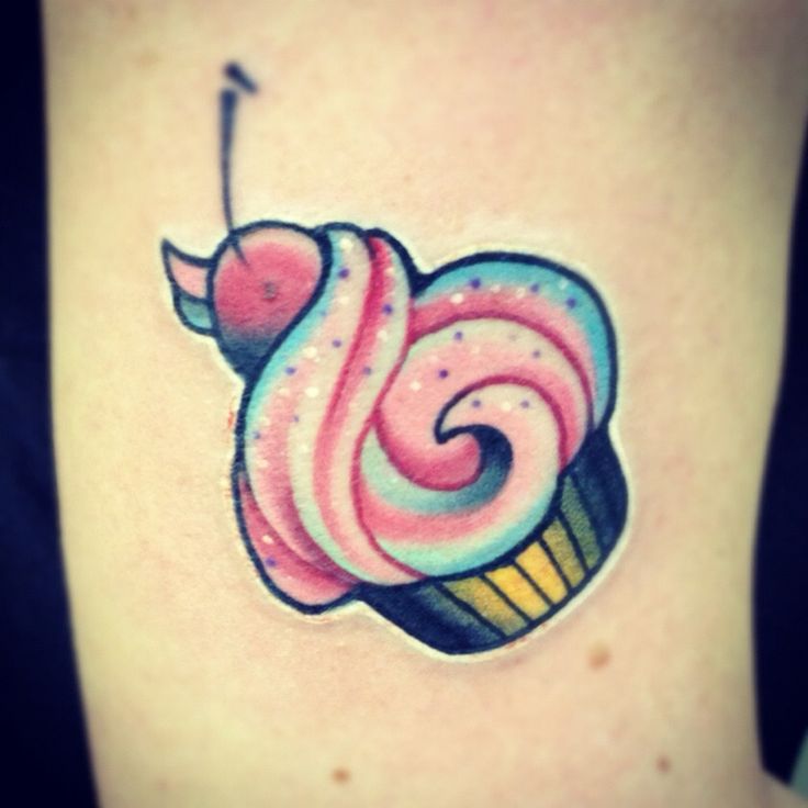 Simple Cupcake Tattoo On Right Bicep