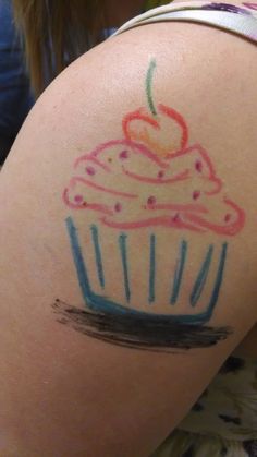 Simple Cupcake Tattoo On Shoulder