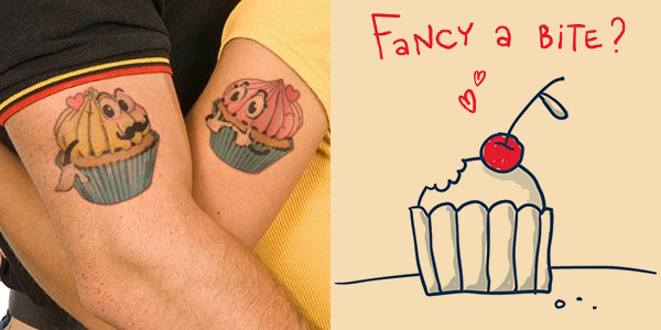 Simple Cupcake Tattoos On Bicep